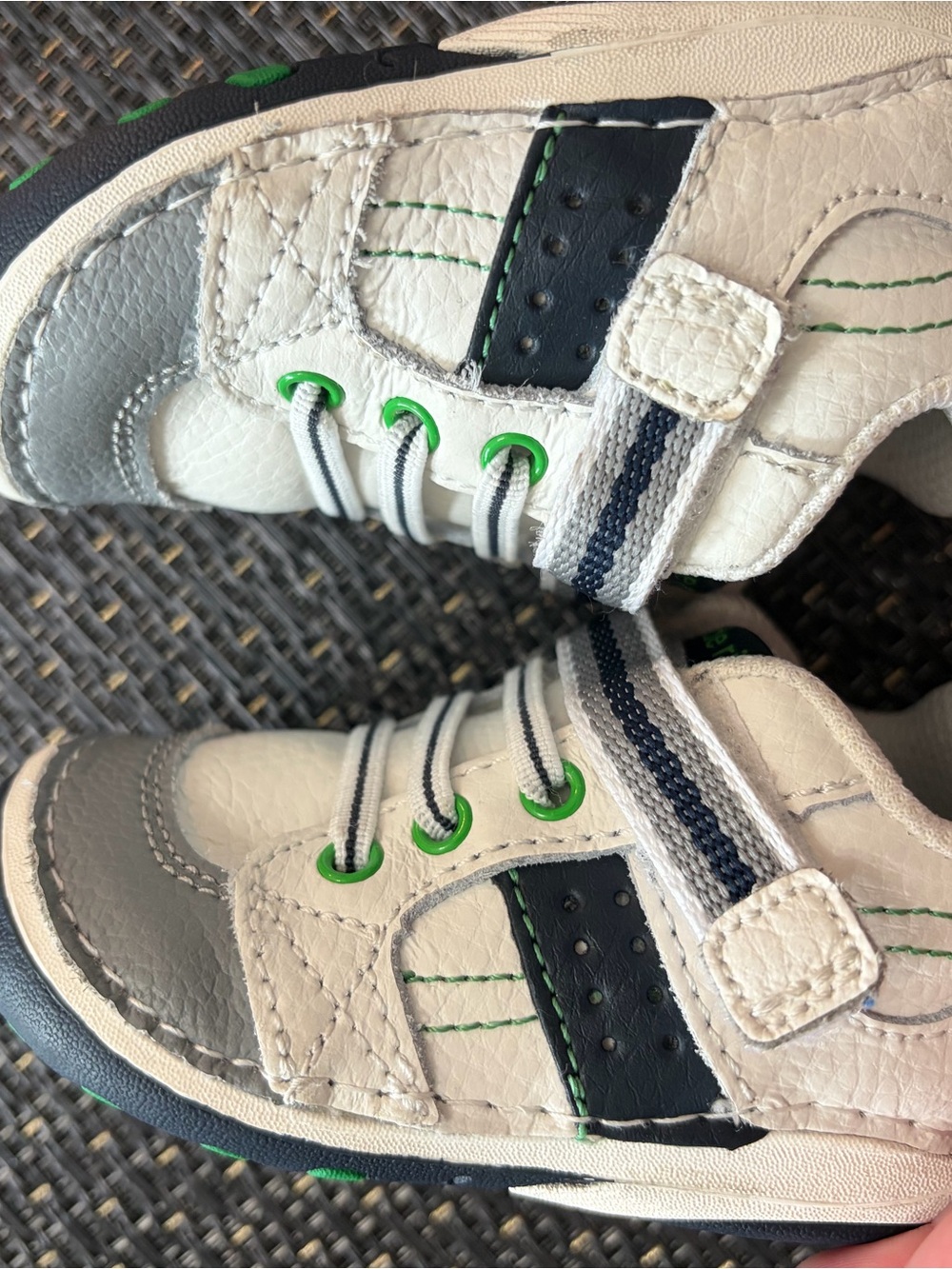 Stride Rite White, Gray & Green Toddler Sneakers - Picture 5 of 5